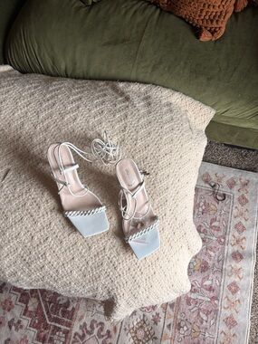 Women’s White Strappy Braided Sandals